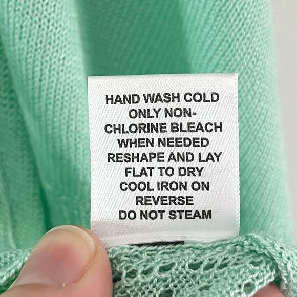 Elle Women's Cardigan Sweater XS Mix Stitch Flyaway Mint Green Open Elbow Sleeve - Picture 11 of 11